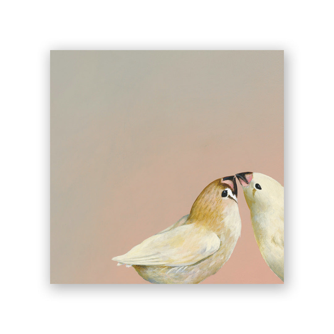 6 x 6 Finch Pair Wings on Wood Decor