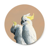 8 inch Round Cockatoos Wings on Wood Decor