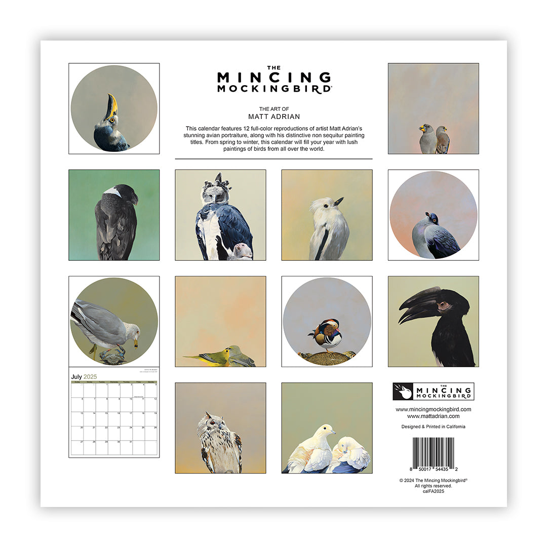 Matt Adrian Fine Art 2025 Wall Calendar The Mincing Mockingbird & The