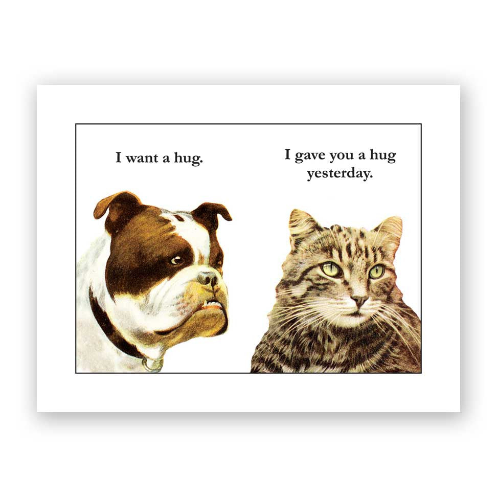 Bulldog Hug Card – The Mincing Mockingbird & The Frantic Meerkat
