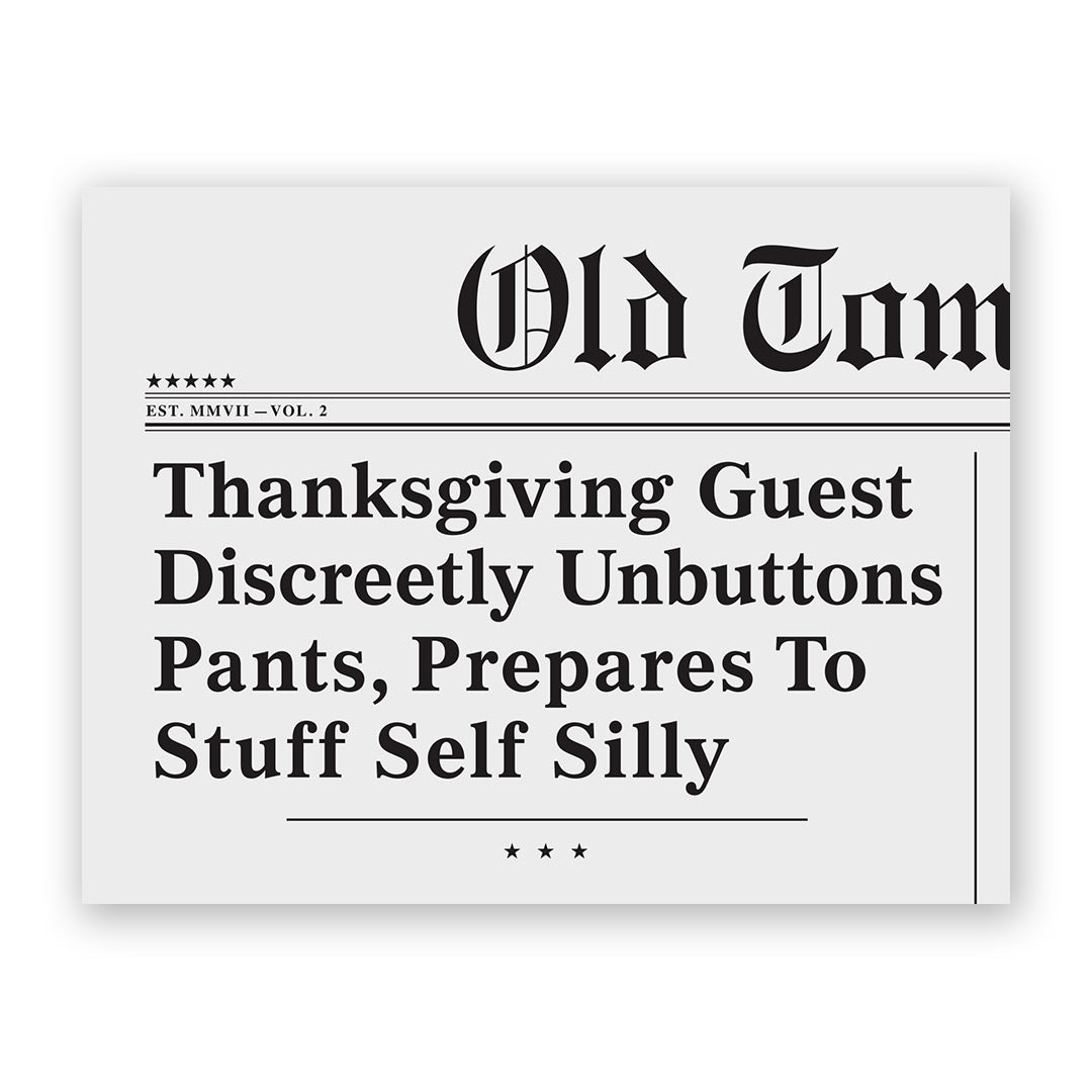 Unbuttons Pants Thanksgiving Card