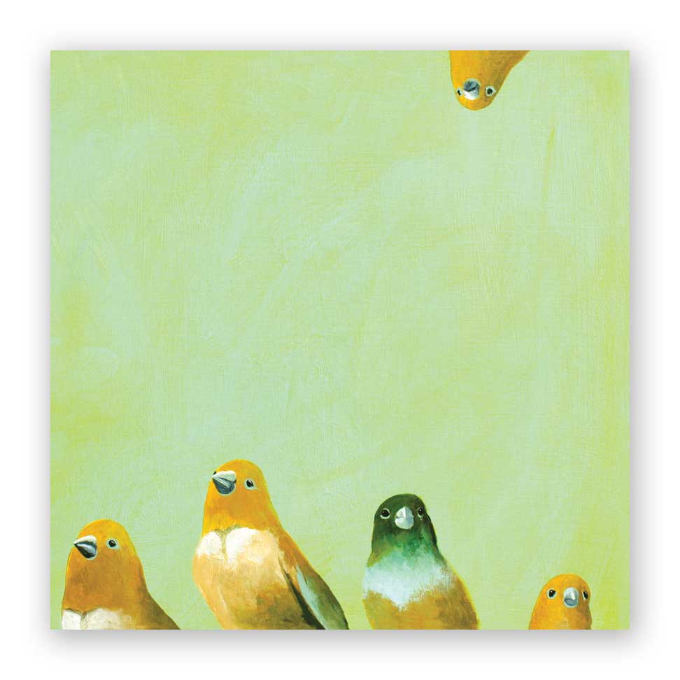 10 x 10 Finch Family Wings on Wood Decor