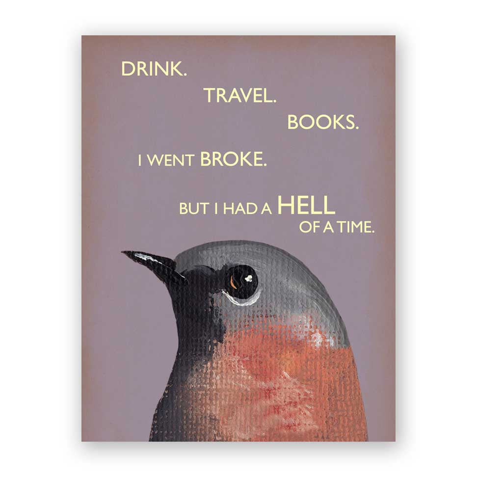 Drink. Travel. Books. Card